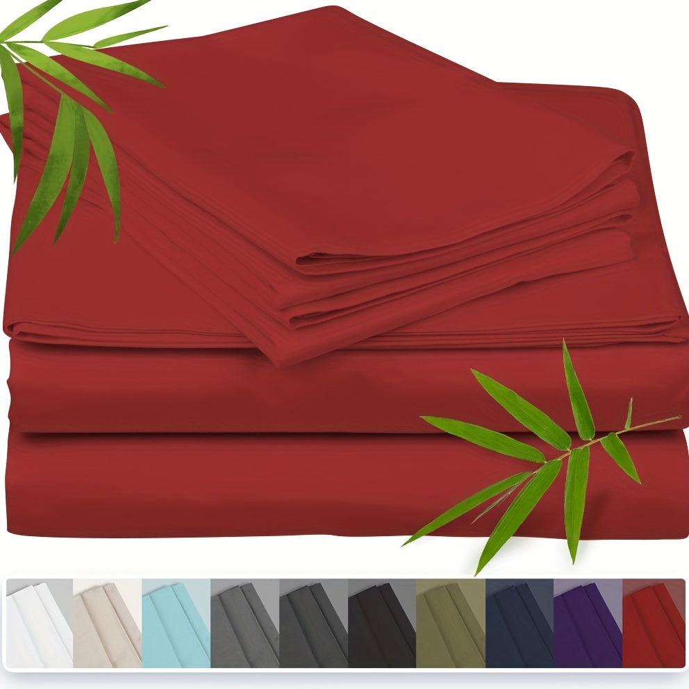 [3pcs Super Soft Bamboo Bed] Emircey 3pcs Set 100% Bamboo Fiber Bed, Super Soft, Comfortable - Hotel Luxury Bed Sheet+Pillowcase, Deep Pocket, Easy to Fit, Wrinkle Free, 1 Bed Sheet+2 Pillowcases