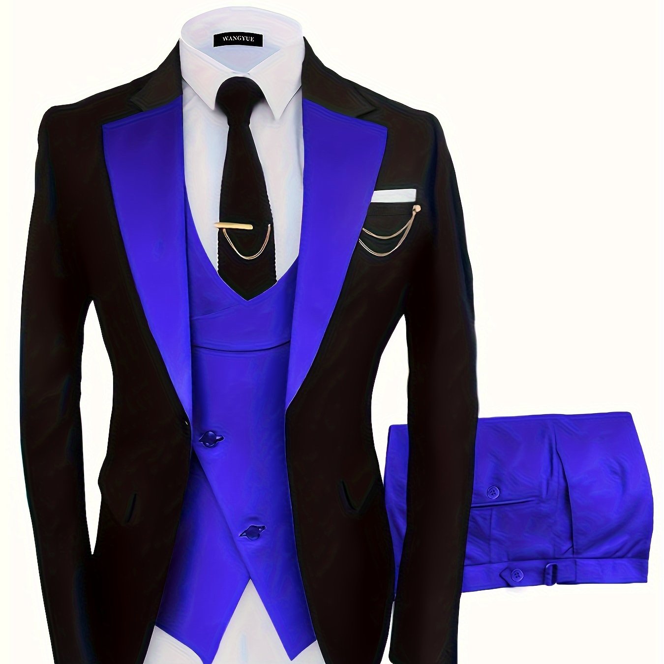 Formal 3 Pieces Set, Men's One Button Suit Jacket & Vest & Pants Suit Set For Business Dinner Wedding Party