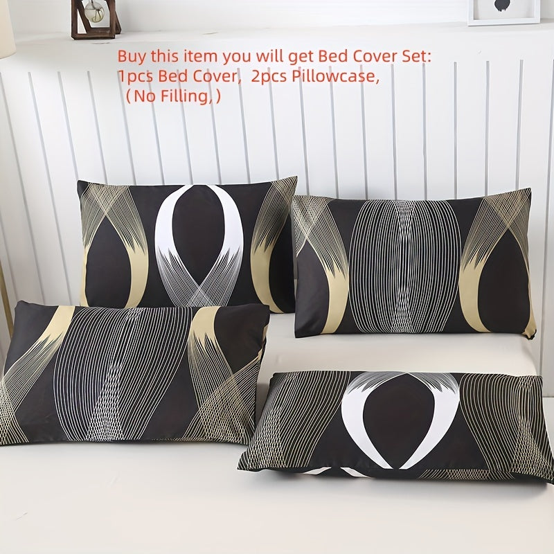 High-end Fleece 3pcs Bed Sheet Set - Skin-friendly Comfortable Plant Geometric Floral - 1pc Bed Sheet + 2pcs Pillowcase No Filling