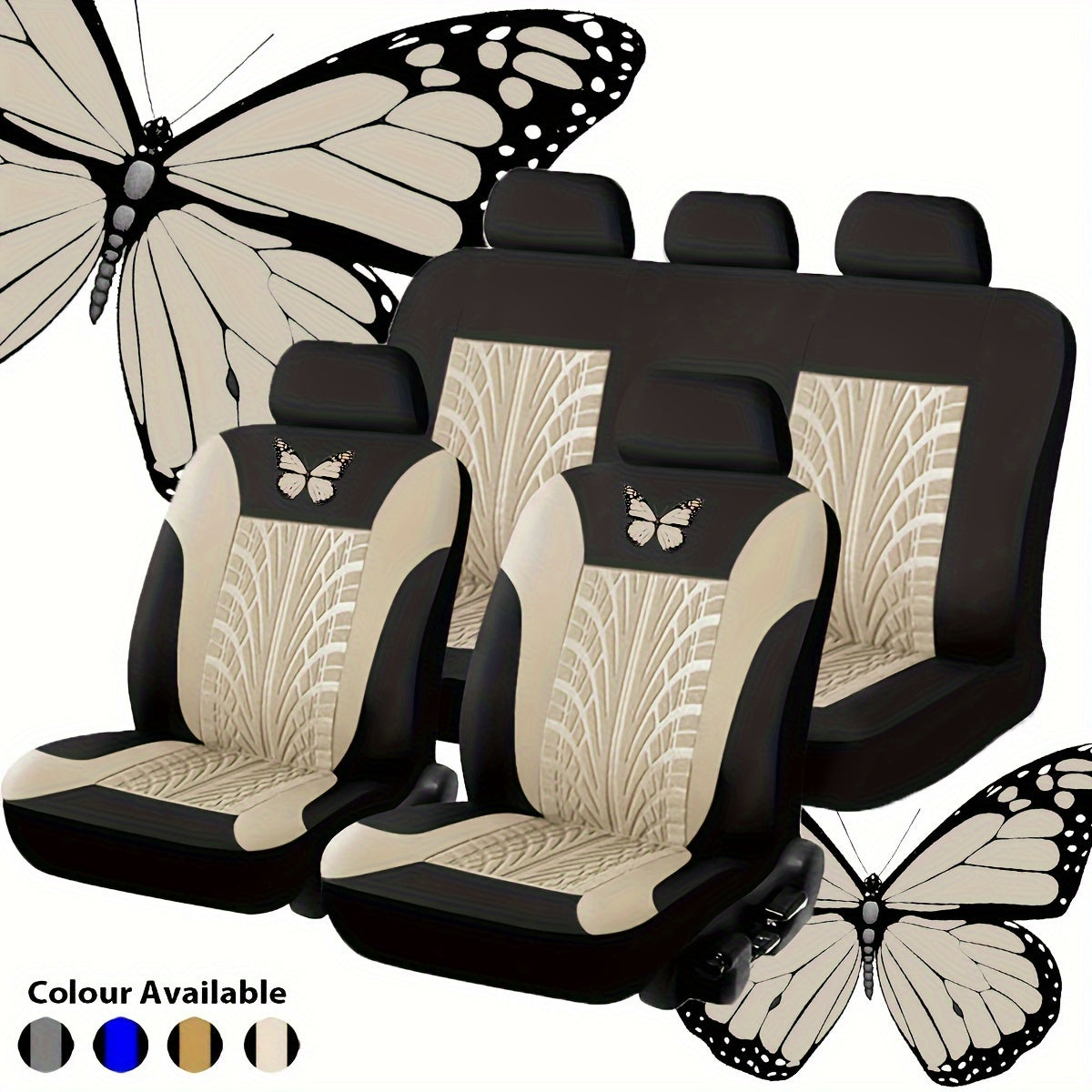 Full Set Red Universal Butterfly Pattern Embroidery Car Seat Cover Auto Seat Cover Set Christmas Gift