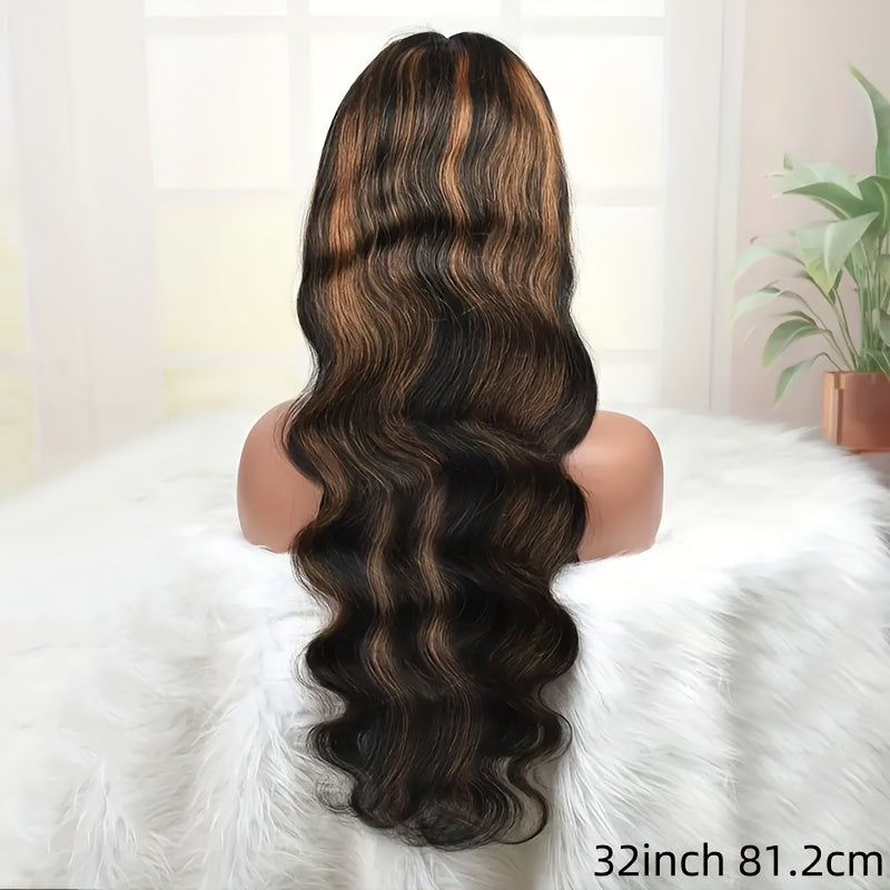 BTOMAR 13x6 HD Lace Front Wig - Density Real Human Hair Wavy Curl, Pre-Rooted Gradient Color Change, Natural Look for Women, Vacation & Party Elegance, Daily & Work Use, Anti-Tangle Hairpiece, Hair Wigs, Stylish Hair Accessor