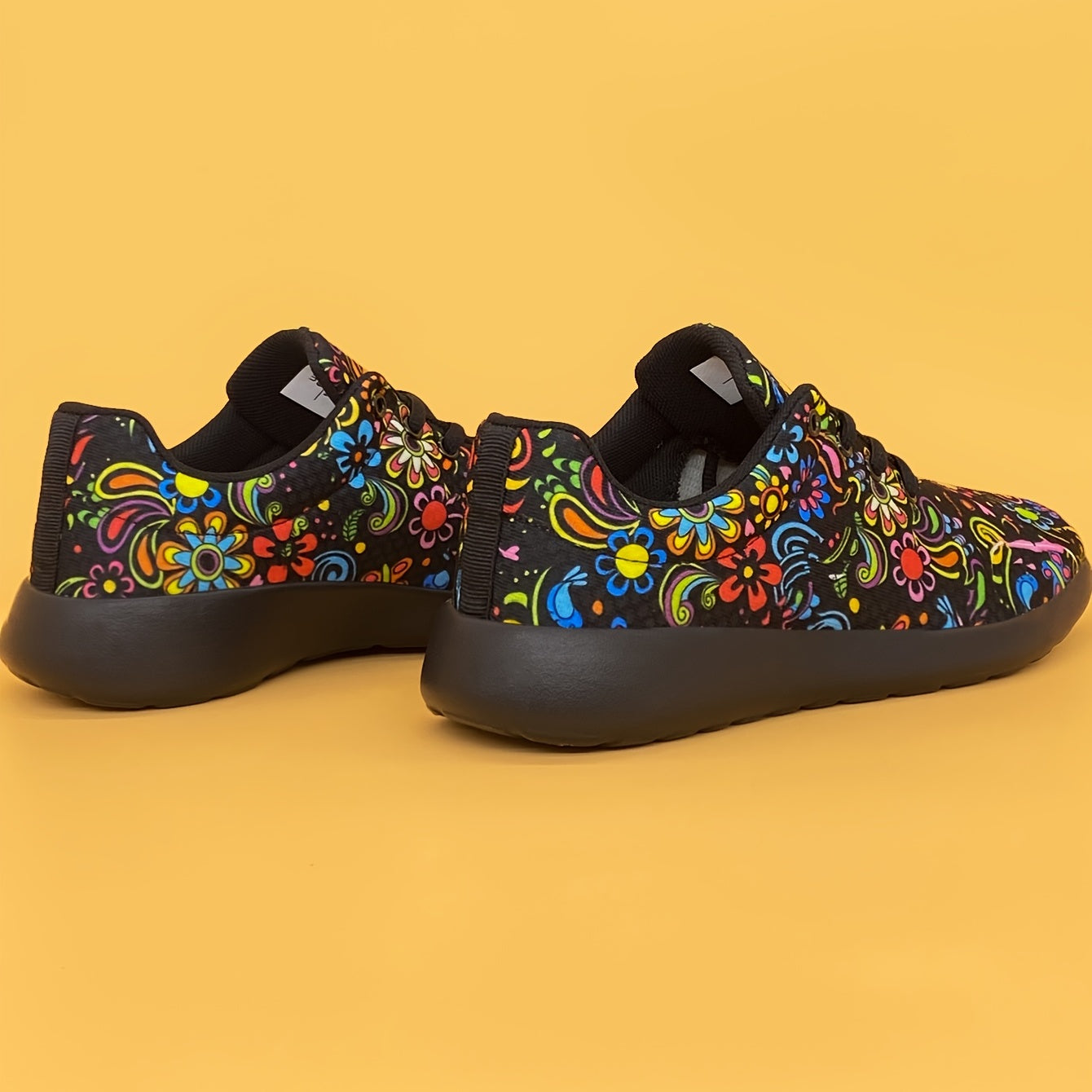 Women's Mexican Flower Pattern Lightweight Sneakers - Lace-Up Running Shoes, Casual & Stylish - Breathable Fabric & Rubber Sole - For Women - Suitable for Everyday Wear, Running & Casual Outings - Perfect Gift for Fashionable