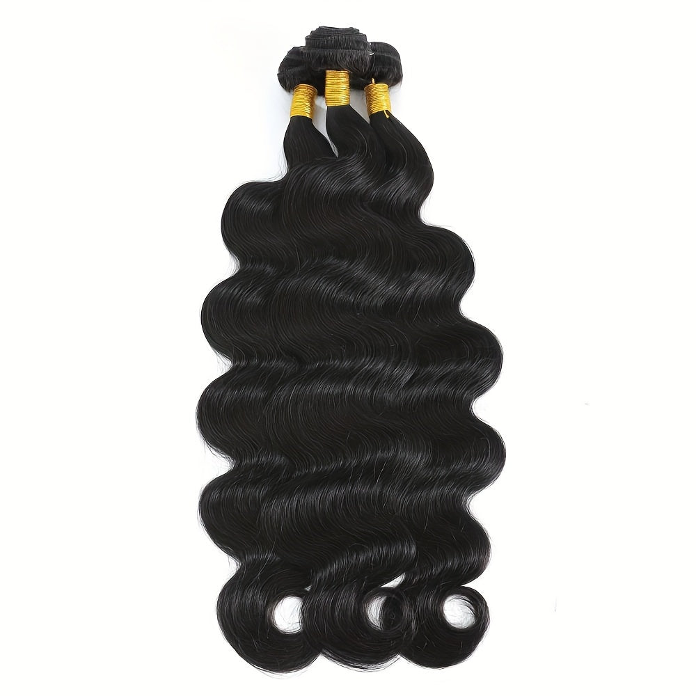 12A Brazilian Body Wave Bundles 100% Human Hair Bundles Unprocessed Virgin Hair Body Wave 1Bundles Human Hair Weave Bundles 1B Natural Black 12-26inch Double Weft