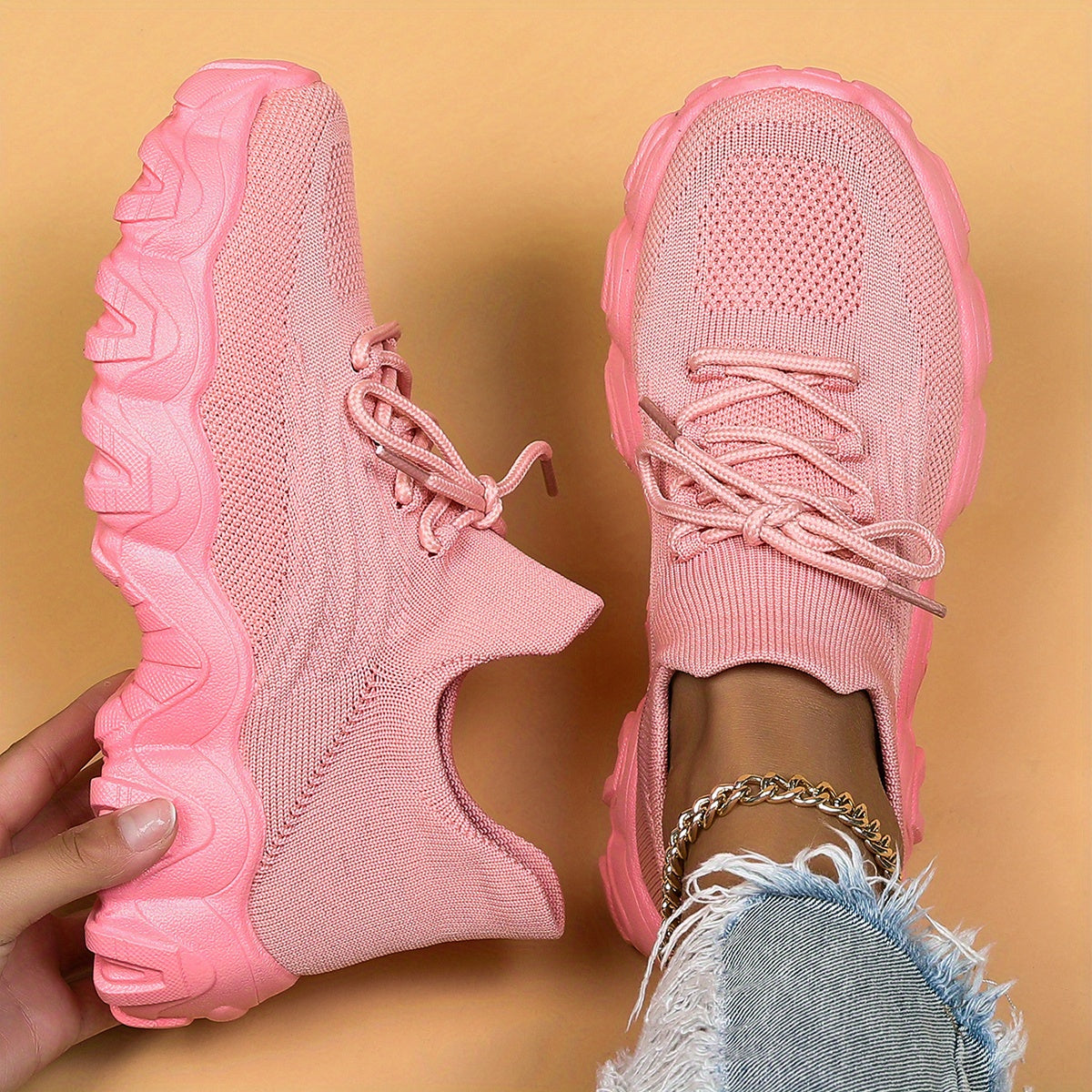 Women'S Casual Sports Sneakers, Striped Low Top Slip-On Shoes with Round Toe, Non-Slip Rubber Sole, Fabric Upper & Inner, All-Season Spring Footwear