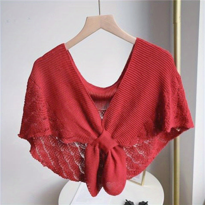 [Stylish Shawl] Lightweight, Breathable Polyester Women's Stylish Openwork Yarn Shawl | Versatile, Machine Washable, Perfect for Layering or Standalone Outfits, Weekend Casual Wrap