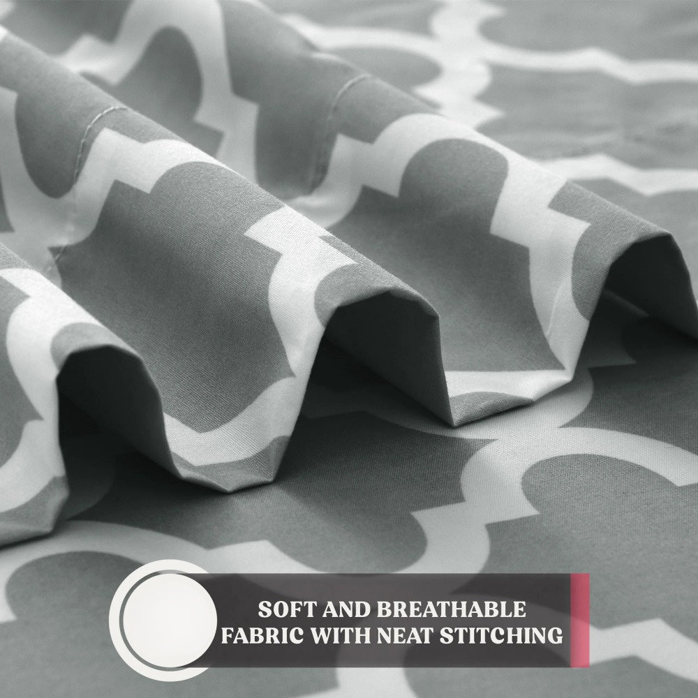 Luxurious Queen Size Bed Sheet Set - 4pcs Microfiber with Deep Pockets, Includes Flat Sheet & Pillowcases - Soft, Breathable Gray & White Striped Design for All Seasons