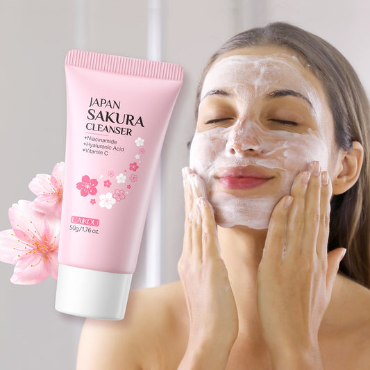 1pc Sakura Facial Cleanser, Foam Facial Cleanser, Deep Cleaning Moisturizing Cleanser