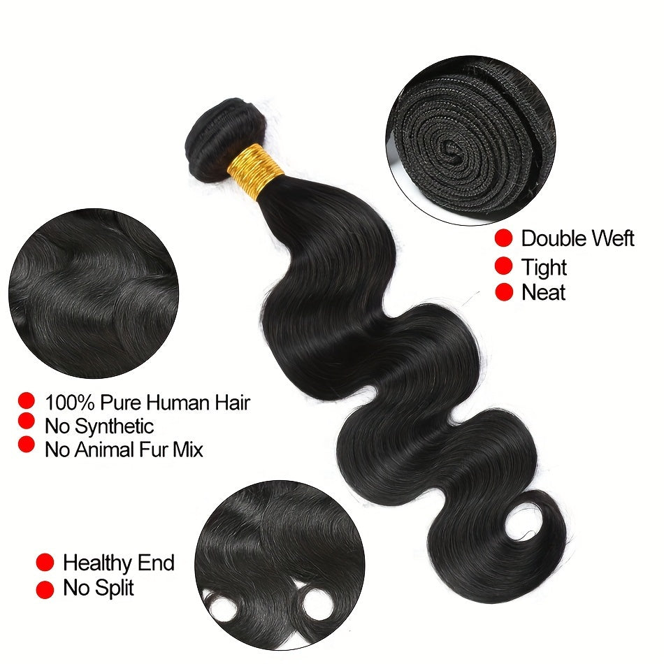 3PCS Body Wave Human Hair Bundles 10A Vietnamese Virgin Human Hair Body Wave Bundles Natural Color 100% Unprocessed Human Hair Weave Extensions