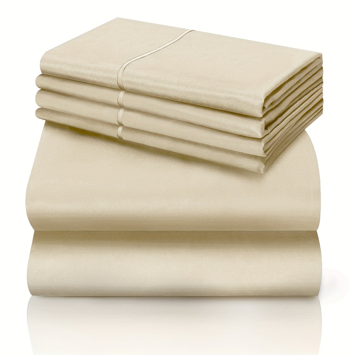 6pcs Luxury Cooling Bed Sheet Set, Soft Comfort Set, Queen Size Bedding Set, Breathable, Wrinkle Resistant,, Soft, with 18 Inch Deep Pockets, Bedroom, Guest Room, Hotel Bedding Set (1* Flat Sheet + 1* Fitted Sheet + 4* Pillow