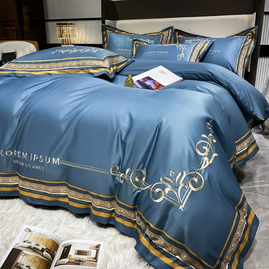 Luxurious European-style Brushed Four-piece Set Of Bedding For Autumn And Winter, With A Palace-style Duvet Cover, Bed Sheet, And Pillowcases.