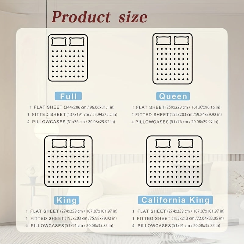 6pcs Luxury Cooling Bed Sheet Set, Soft Comfort Set, Queen Size Bedding Set, Breathable, Wrinkle Resistant,, Soft, with 18 Inch Deep Pockets, Bedroom, Guest Room, Hotel Bedding Set (1* Flat Sheet + 1* Fitted Sheet + 4* Pillow