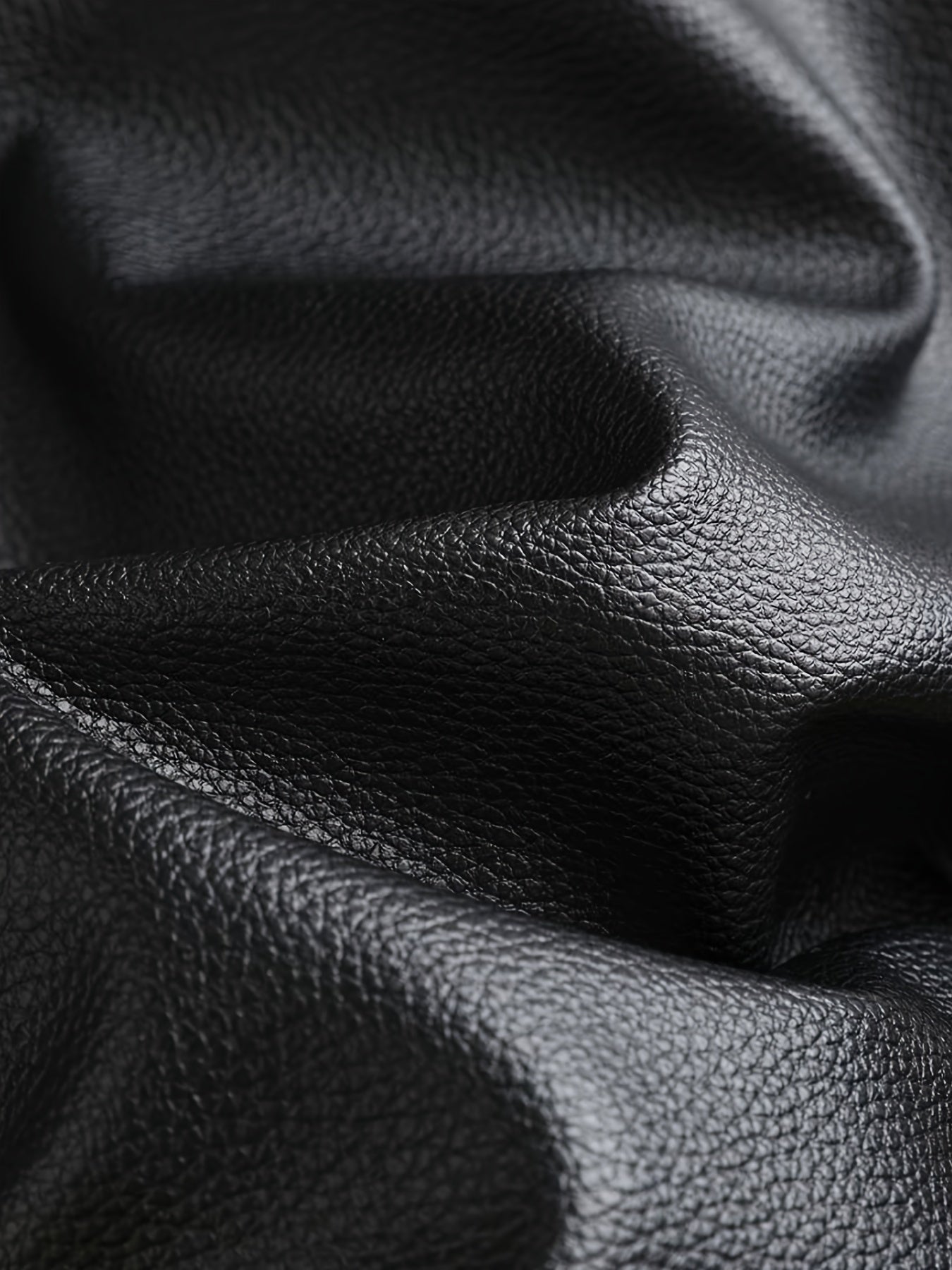 Full Zip Up PU Jacket, Men's Casual Windbreaker Jacket Faux Leather Coat Lapel Coat For Spring Autumn