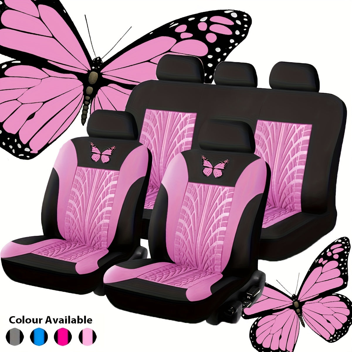 Full Set Red Universal Butterfly Pattern Embroidery Car Seat Cover Auto Seat Cover Set Christmas Gift