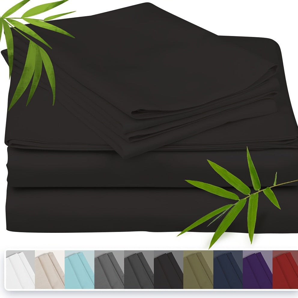 [3pcs Super Soft Bamboo Bed] Emircey 3pcs Set 100% Bamboo Fiber Bed, Super Soft, Comfortable - Hotel Luxury Bed Sheet+Pillowcase, Deep Pocket, Easy to Fit, Wrinkle Free, 1 Bed Sheet+2 Pillowcases