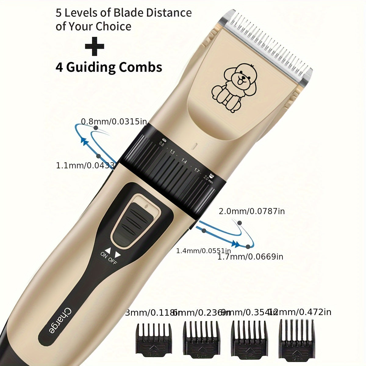 Low-Noise Professional Cordless Pet Grooming Clipper - USB Rechargeable Dog & Cat Hair Trimmer for All Pet Sizes & Hair Lengths - Lithium Battery-18650 Series, Suitable for Cats, Dogs & Human Hair