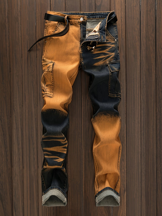 Men'S Straight Cut Ripped Jeans, Fashionable Camouflage Printed Jeans, Street Fashion Men Jeans Para Hombre, Designer Jeans For Men, Fashion Mens Clothing, Graphic Jeans