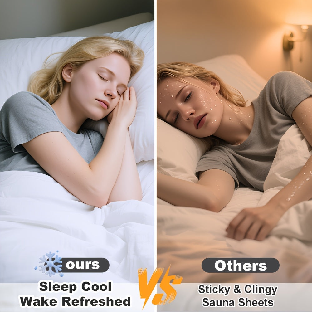 Ice Cooling Bed Sheet Set, Heat Relief 2000TC Luxury Sheets for Hot Sleepers, Moisture Wicking & Temperature Regulating, NightBreeze Luxe Cooling Sheet Sets