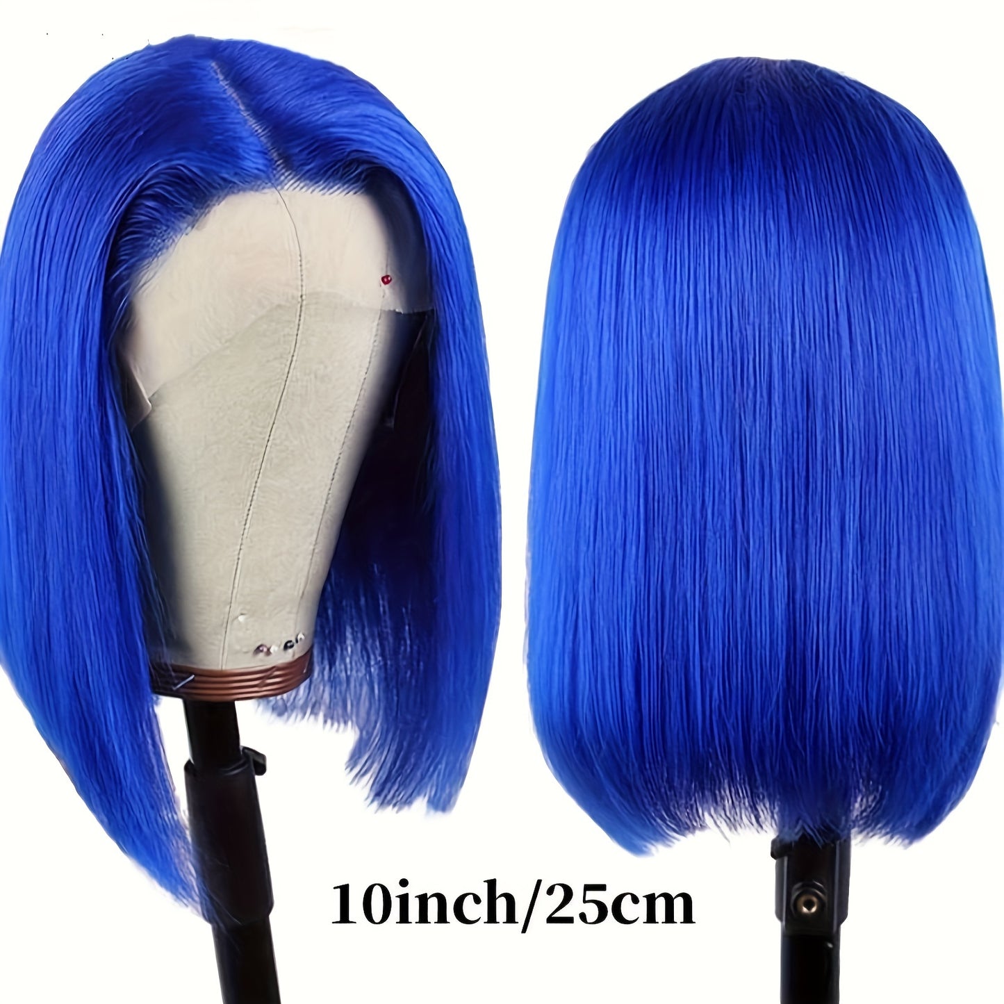 180% Density Dark Green Blue Bob Wig - Human Hair with 13x4 Lace Front - Realistic & Vibrant - Straight Style for Women
