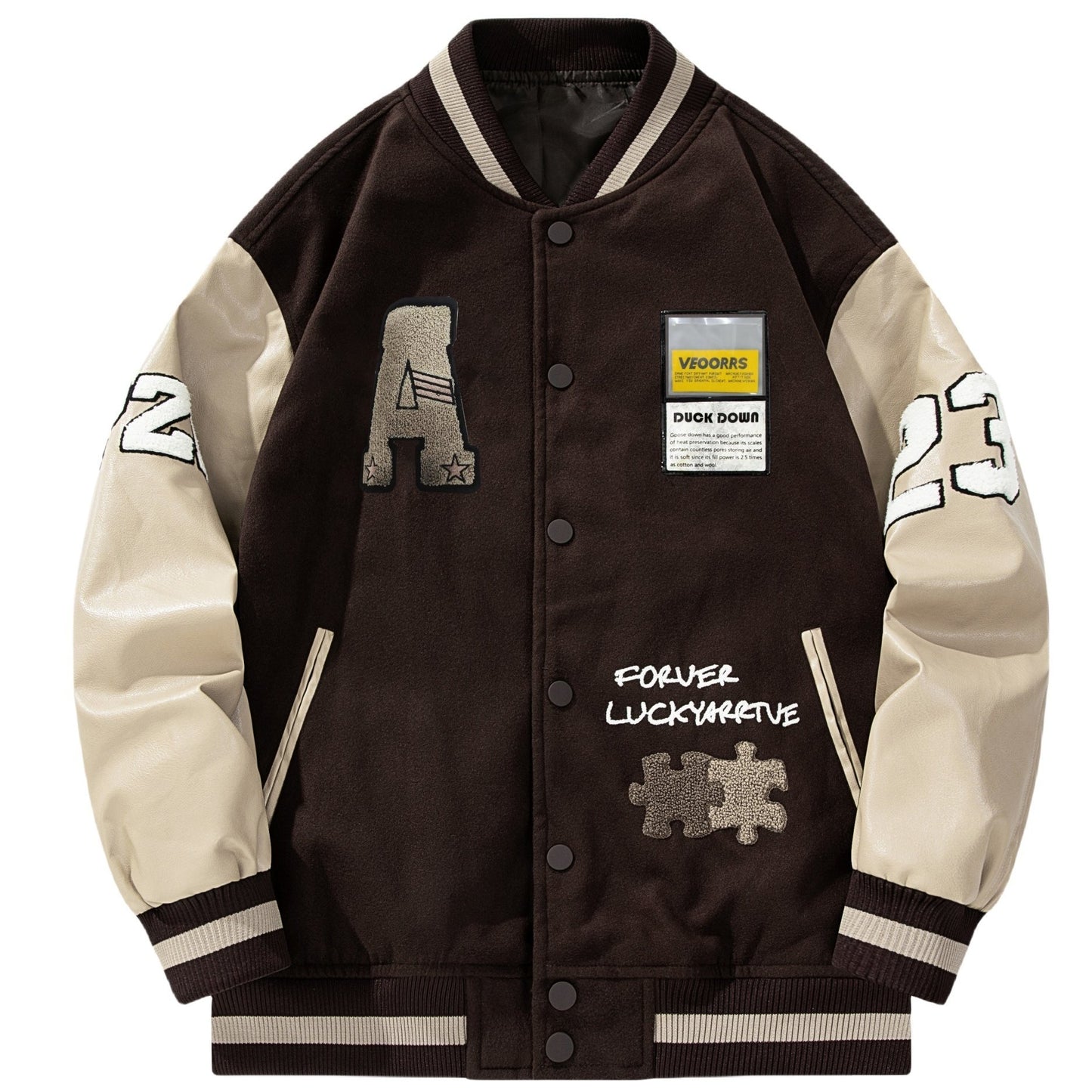 Men's Casual Varsity Jacket with Embroidery and Color Block, Durable Polyester & Easy-Care, Ideal for Spring/Fall Daily Wear