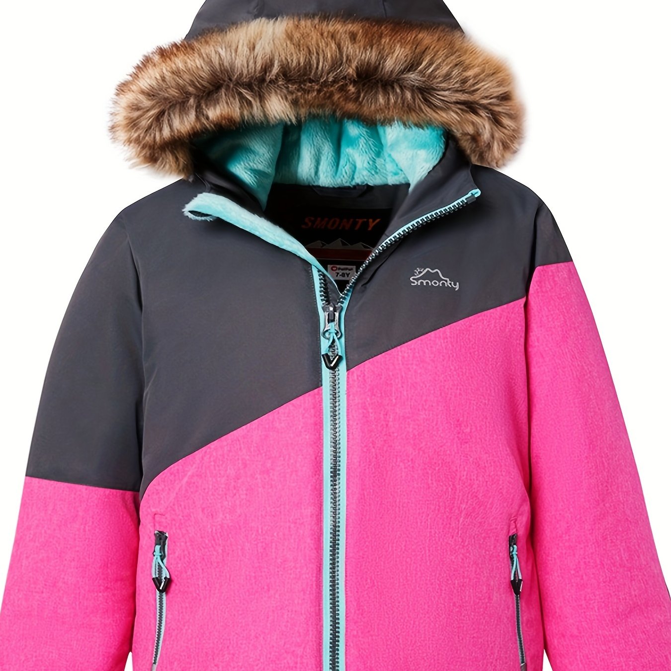Kids' Waterproof and Warm Snowflake Ski Jacket - Insulated Hooded Winter Coat with Adjustable cuffs, Hem and Waistband - Ideal for Girls' Winter Outdoor Activities