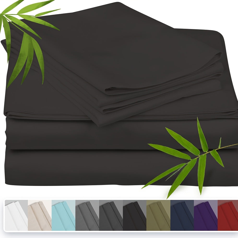 [3pcs Super Soft Bamboo Bed] Emircey 3pcs Set 100% Bamboo Fiber Bed, Super Soft, Comfortable - Hotel Luxury Bed Sheet+Pillowcase, Deep Pocket, Easy to Fit, Wrinkle Free, 1 Bed Sheet+2 Pillowcases