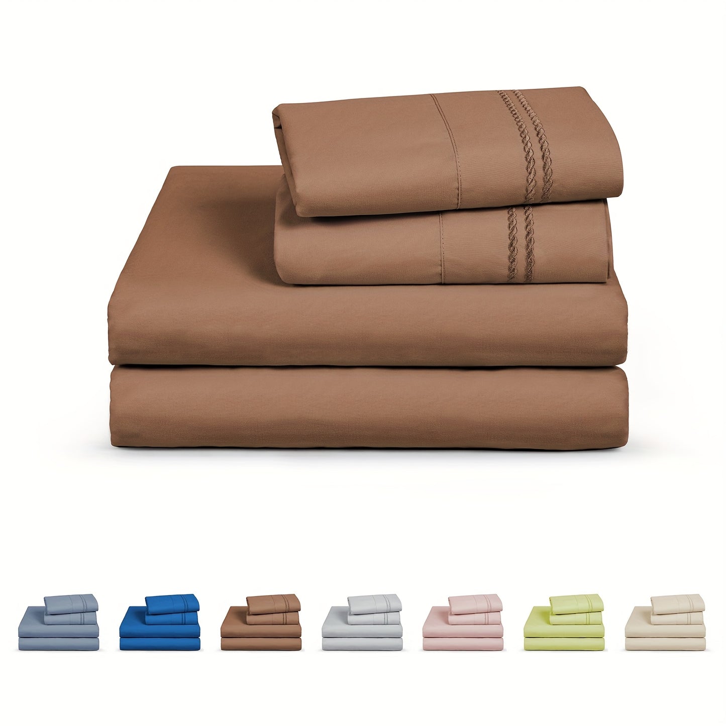 ClevaHome 6pcs Sheet Set Deep Pocket- Ultra Soft Machine Washable Luxury Bed Sheet Set - Shrinkage & Fade Resistant Embroidered Bedding Sheet, Christmas Bedding Supplies Replacement (4PCS for TWIN Size Sheet)