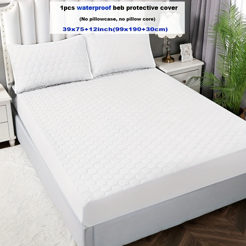 1pc Deluxe Waterproof Three-Layer Thickened Fitted Bed Sheet - Breathable, Non-Slip, Reversible, Machine Washable, All-Season Mattress Protector - Perfect for Hotel Guest Room, Dorm, Deep Pocket Mattress, Eid al-Adha Gift Ide