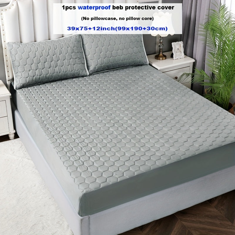 1pc Deluxe Waterproof Three-Layer Thickened Fitted Bed Sheet - Breathable, Non-Slip, Reversible, Machine Washable, All-Season Mattress Protector - Perfect for Hotel Guest Room, Dorm, Deep Pocket Mattress, Eid al-Adha Gift Ide