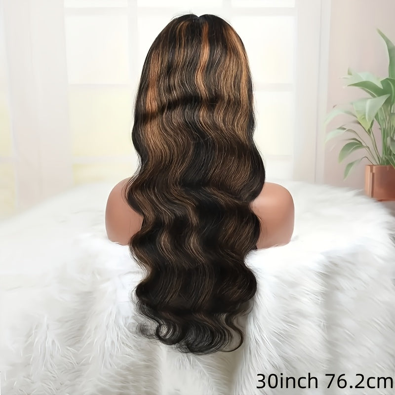 BTOMAR 13x6 HD Lace Front Wig - Density Real Human Hair Wavy Curl, Pre-Rooted Gradient Color Change, Natural Look for Women, Vacation & Party Elegance, Daily & Work Use, Anti-Tangle Hairpiece, Hair Wigs, Stylish Hair Accessor