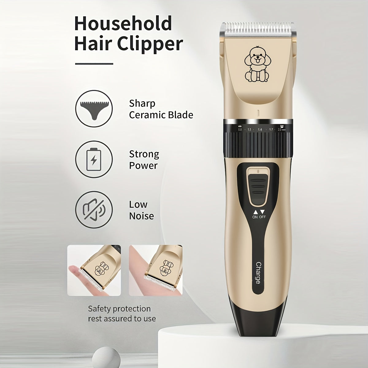Low-Noise Professional Cordless Pet Grooming Clipper - USB Rechargeable Dog & Cat Hair Trimmer for All Pet Sizes & Hair Lengths - Lithium Battery-18650 Series, Suitable for Cats, Dogs & Human Hair