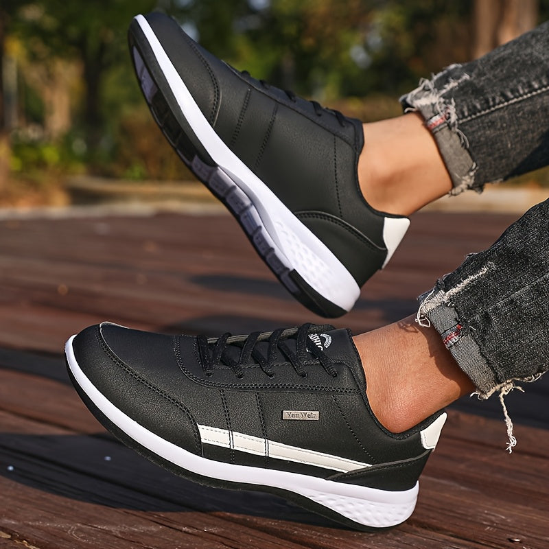 [Lightweight Running Shoes] VanWeir Men's Lightweight Running Shoes | Navy Blue & White, Stability Lace-Up Sneakers with MD/TPR Sole, Breathable Fabric Lining for Outdoor Sports, Hiking & Casual Wear