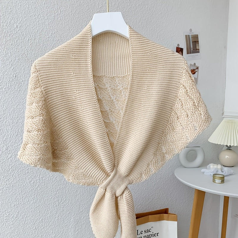 [Stylish Shawl] Lightweight, Breathable Polyester Women's Stylish Openwork Yarn Shawl | Versatile, Machine Washable, Perfect for Layering or Standalone Outfits, Weekend Casual Wrap